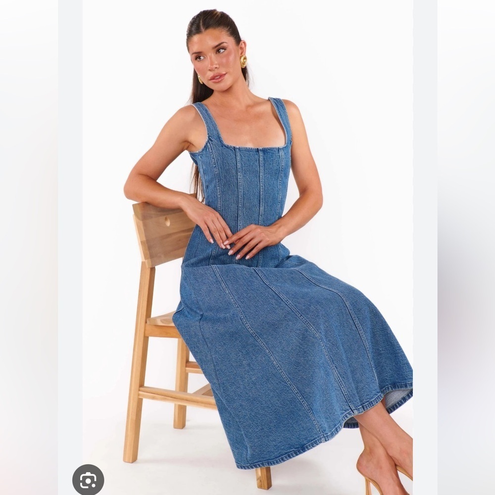 Show Me Your Mumu Prim Midi Dress in Windy Indigo New with Tags! - Picture 2 of 8